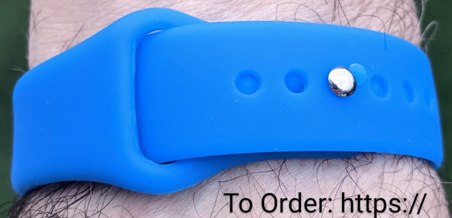 Blue Silicone Bracelet With: "Do Not Give Covid-19 Vaccine" on a Stainless Steel Plate