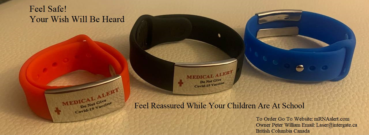 Red Silicone Bracelet With: "Do Not Give Covid-19 Vaccine" on a Stainless Steel Plate