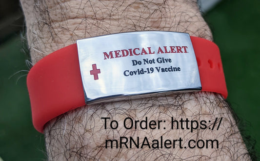 Red Freedom Medical Alert Bracelet + (Do Not Give Covid 19 Vaccine - Plate)