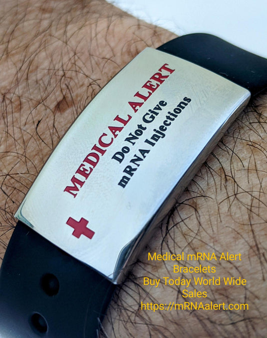 Black Freedom Medical Alert Bracelet + (Do Not Give mRNA Injections - Plate)